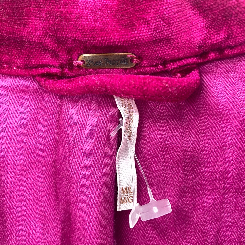 Free People Magenta Velvet Bomber Jacket - Picture 14 of 16